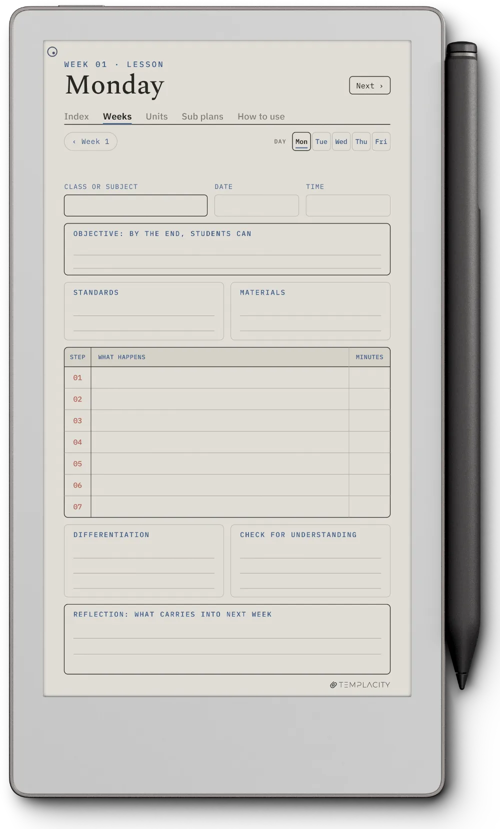 The Planner · Teachers reMarkable Paper Pro Move page 2