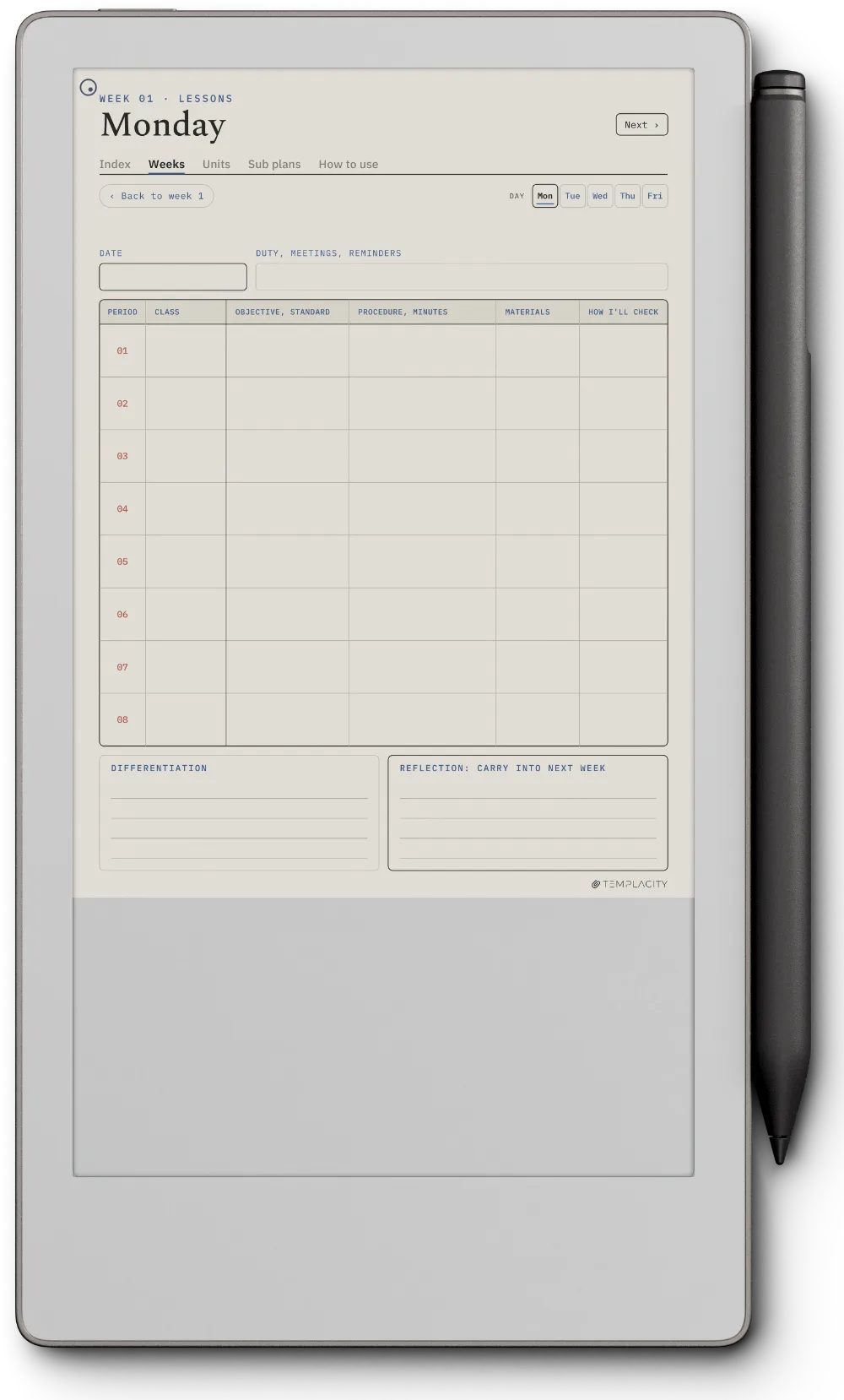 The Planner · Teachers reMarkable Paper Pro Move page 3