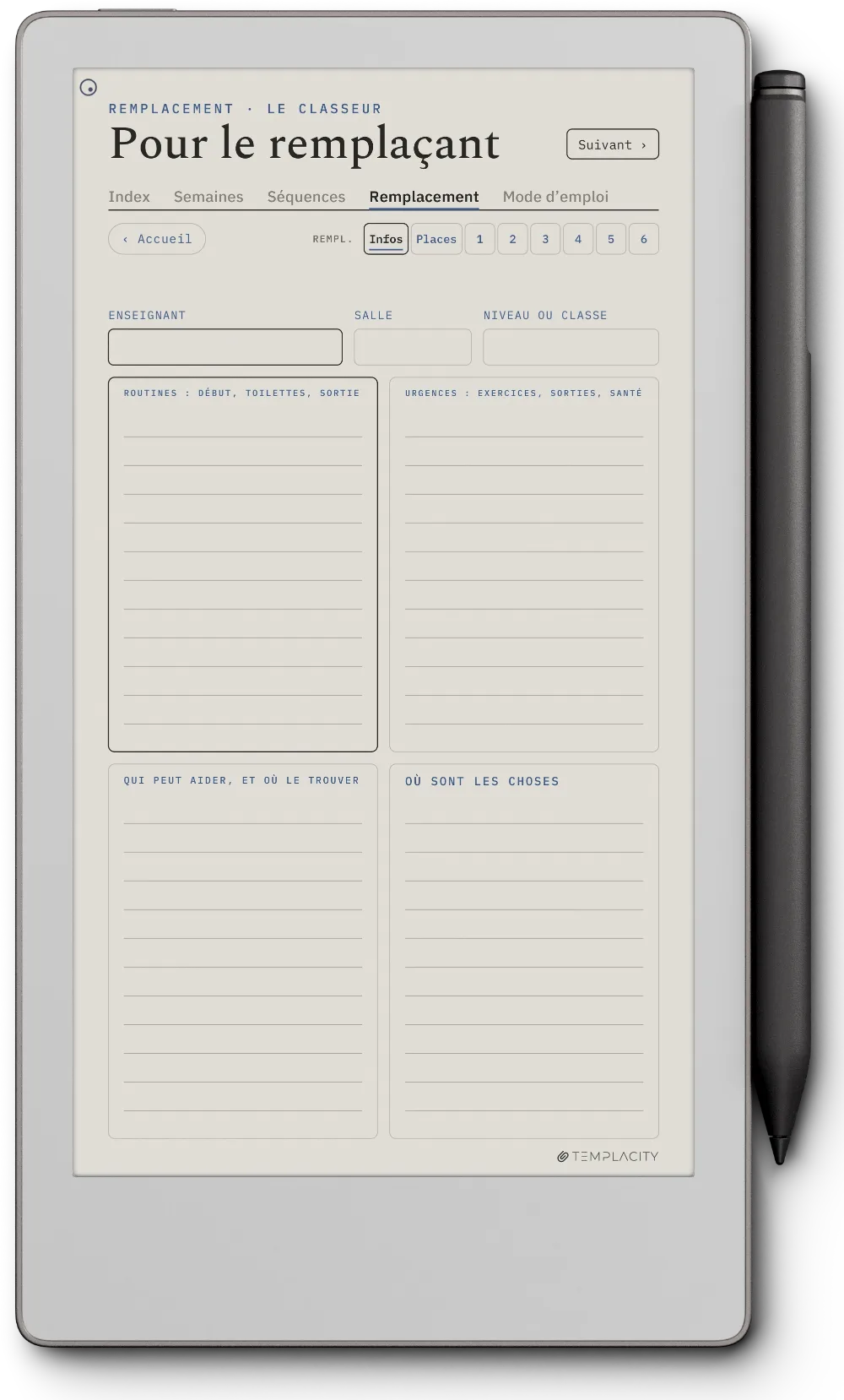 The Planner · Enseignants reMarkable Paper Pro Move page 5