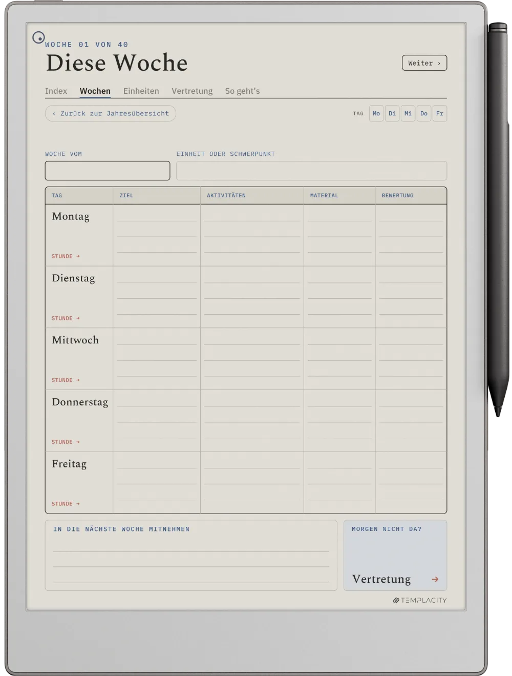 The Planner auf dem reMarkable Paper Pro