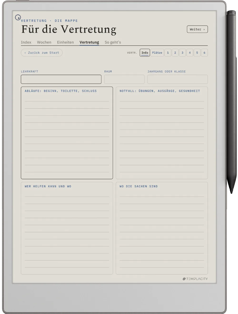 The Planner · Lehrkräfte reMarkable Paper Pro Seite 5