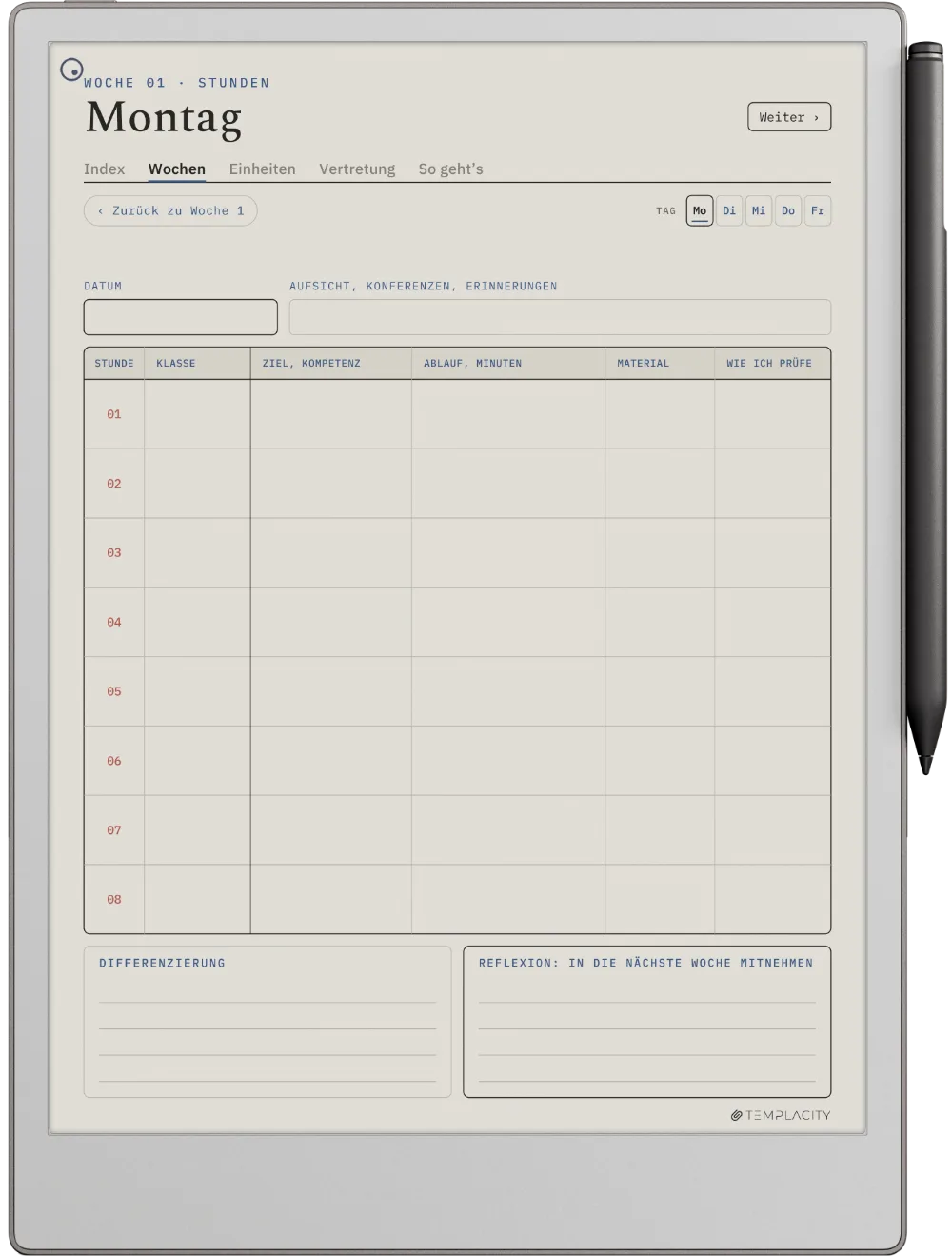 The Planner · Lehrkräfte reMarkable Paper Pro Seite 3