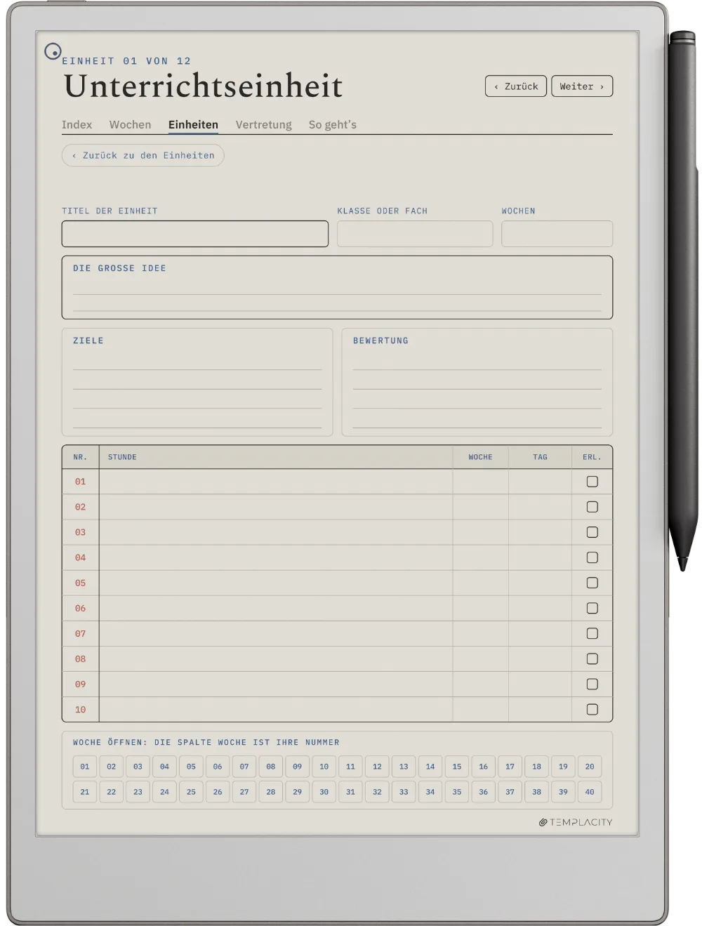 The Planner · Lehrkräfte reMarkable Paper Pro Seite 4
