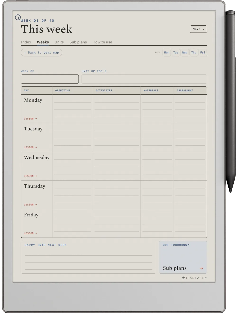 The Planner on the reMarkable Paper Pro