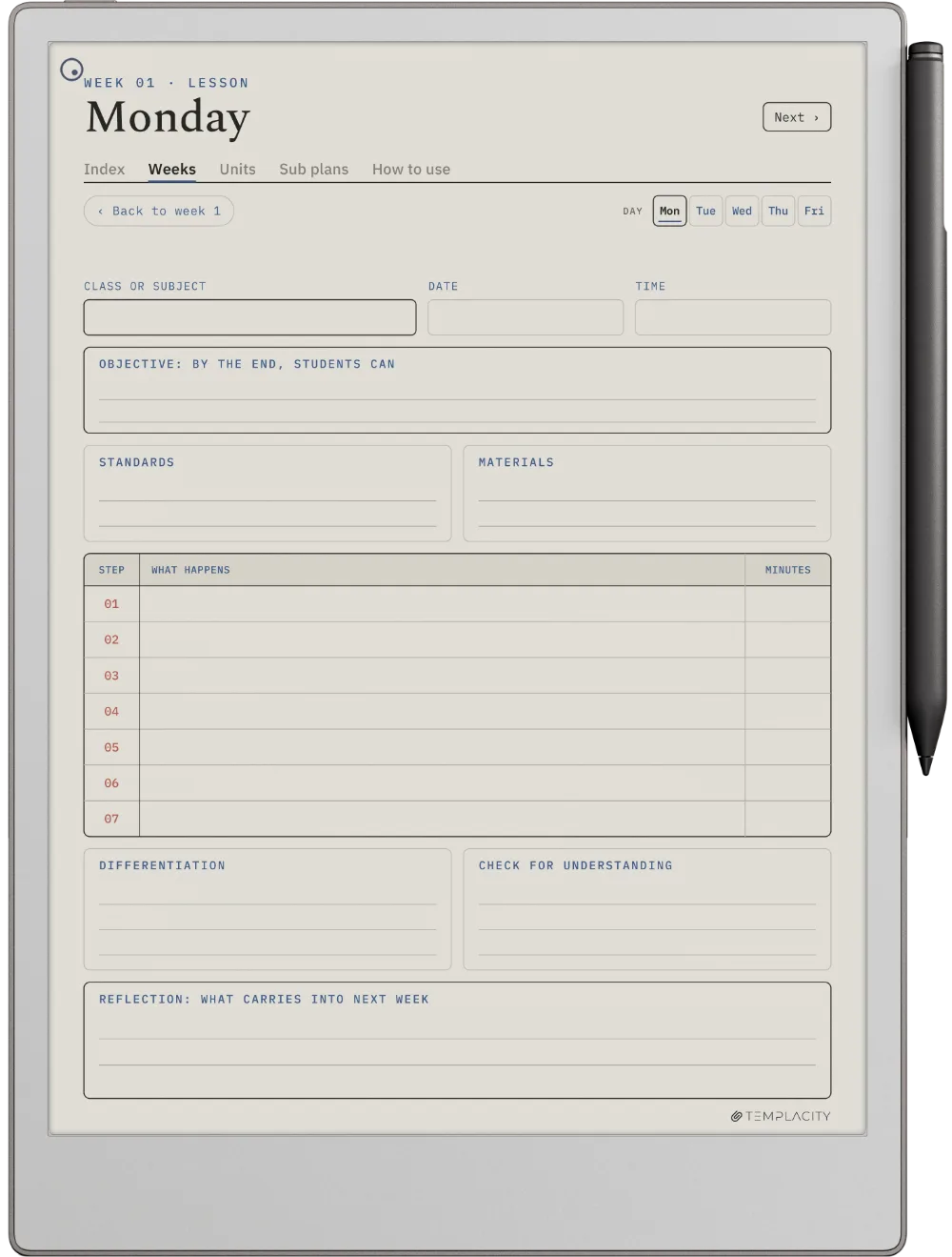The Planner · Teachers reMarkable Paper Pro page 2