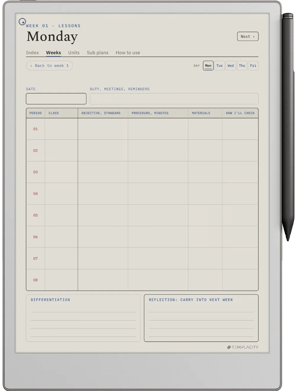 The Planner · Teachers reMarkable Paper Pro page 3