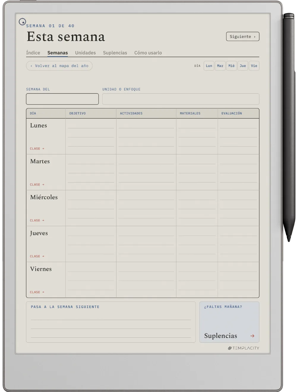 The Planner en el reMarkable Paper Pro