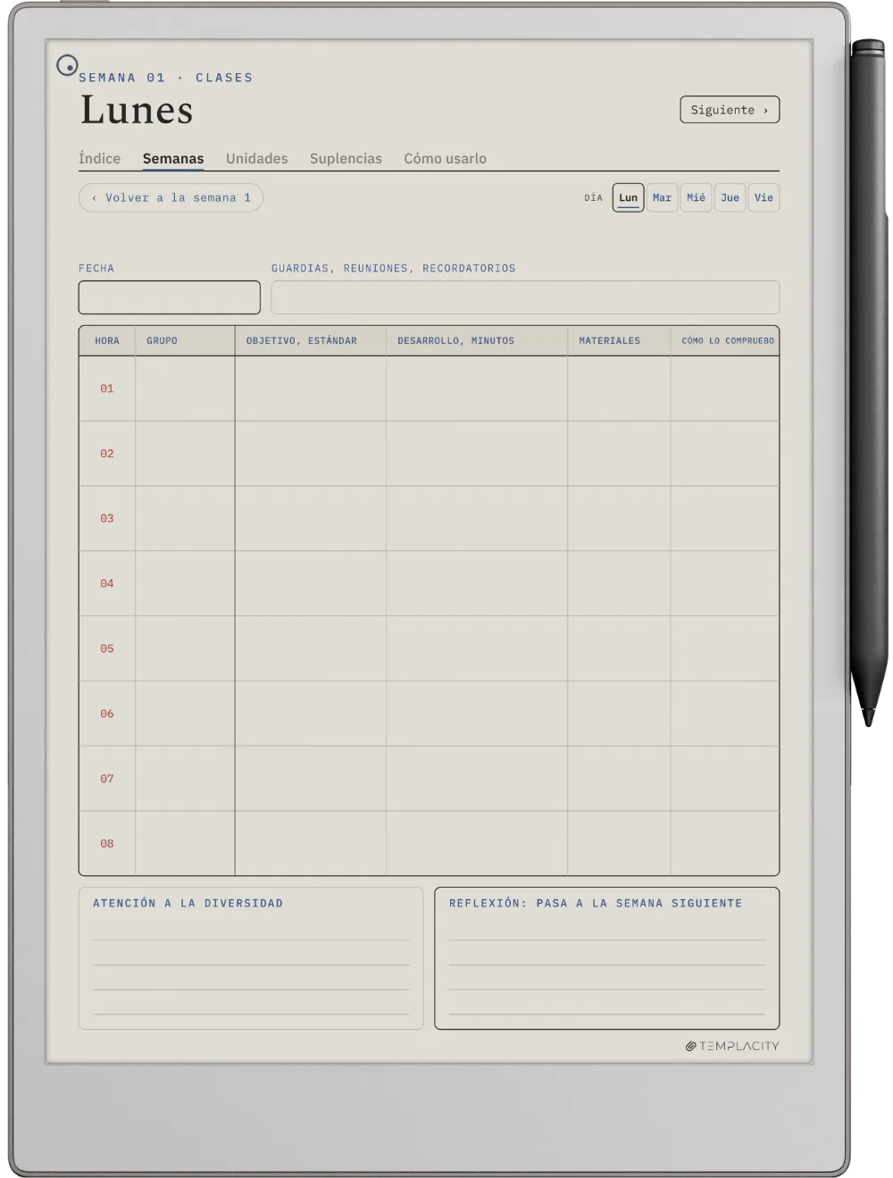The Planner · Docentes reMarkable Paper Pro página 3