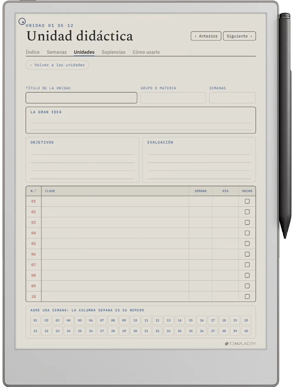 The Planner · Docentes reMarkable Paper Pro página 4