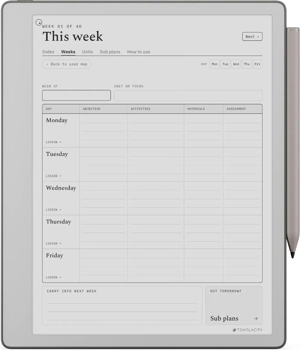 The Planner on the reMarkable Paper Pure