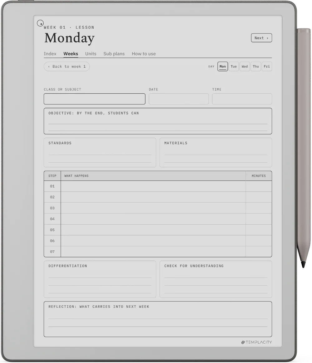 The Planner · Teachers reMarkable Paper Pure page 2