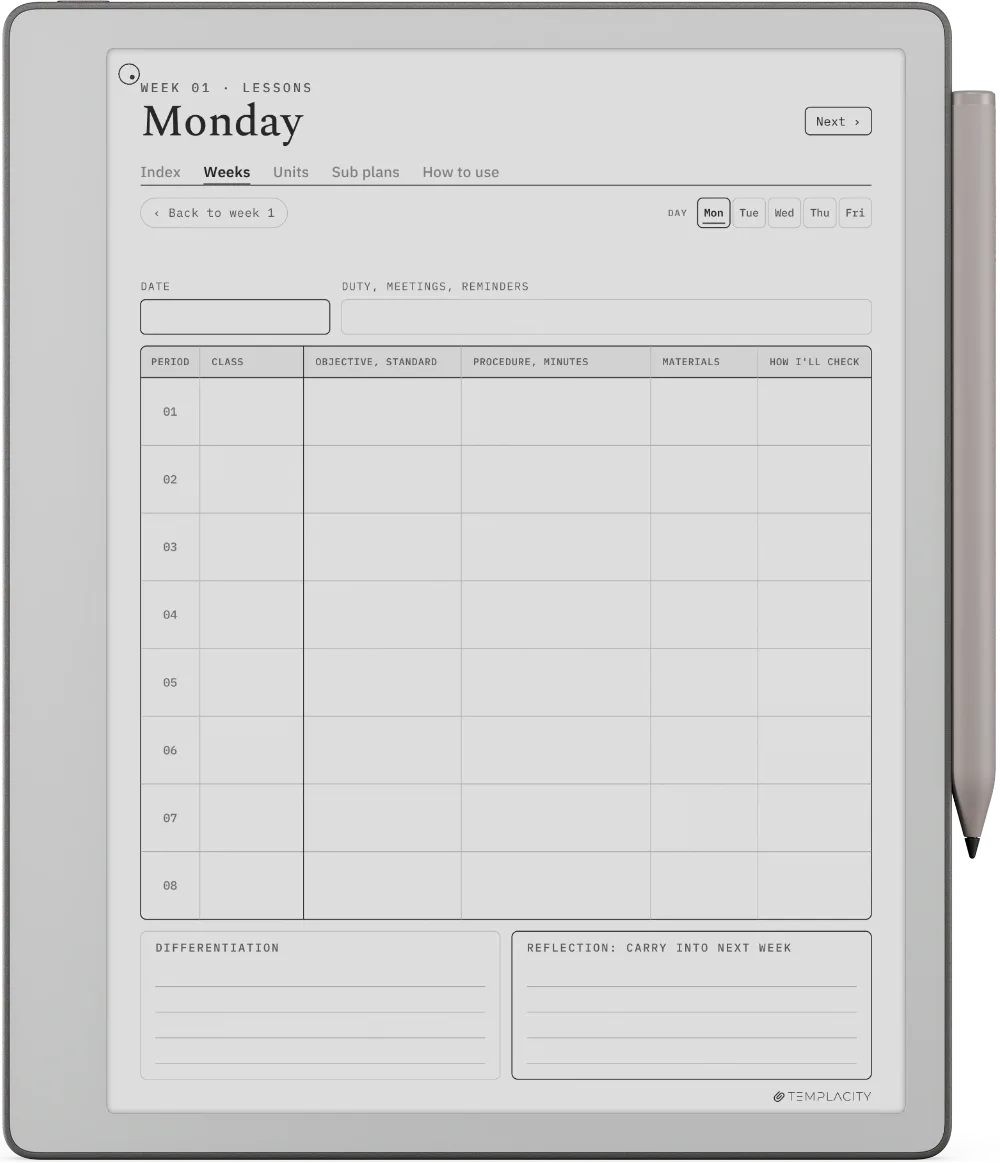 The Planner · Teachers reMarkable Paper Pure page 3
