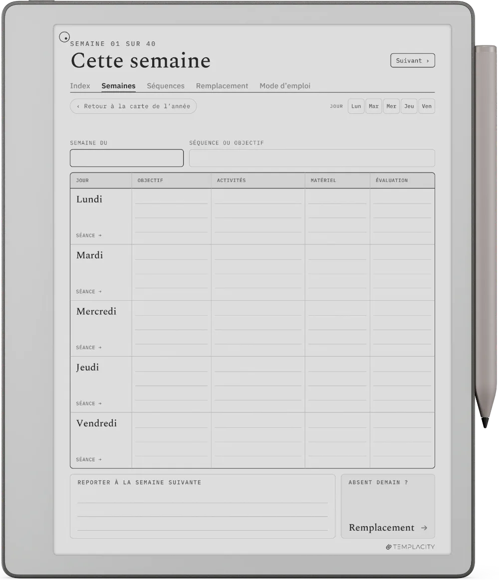 Le Planner sur la reMarkable Paper Pure