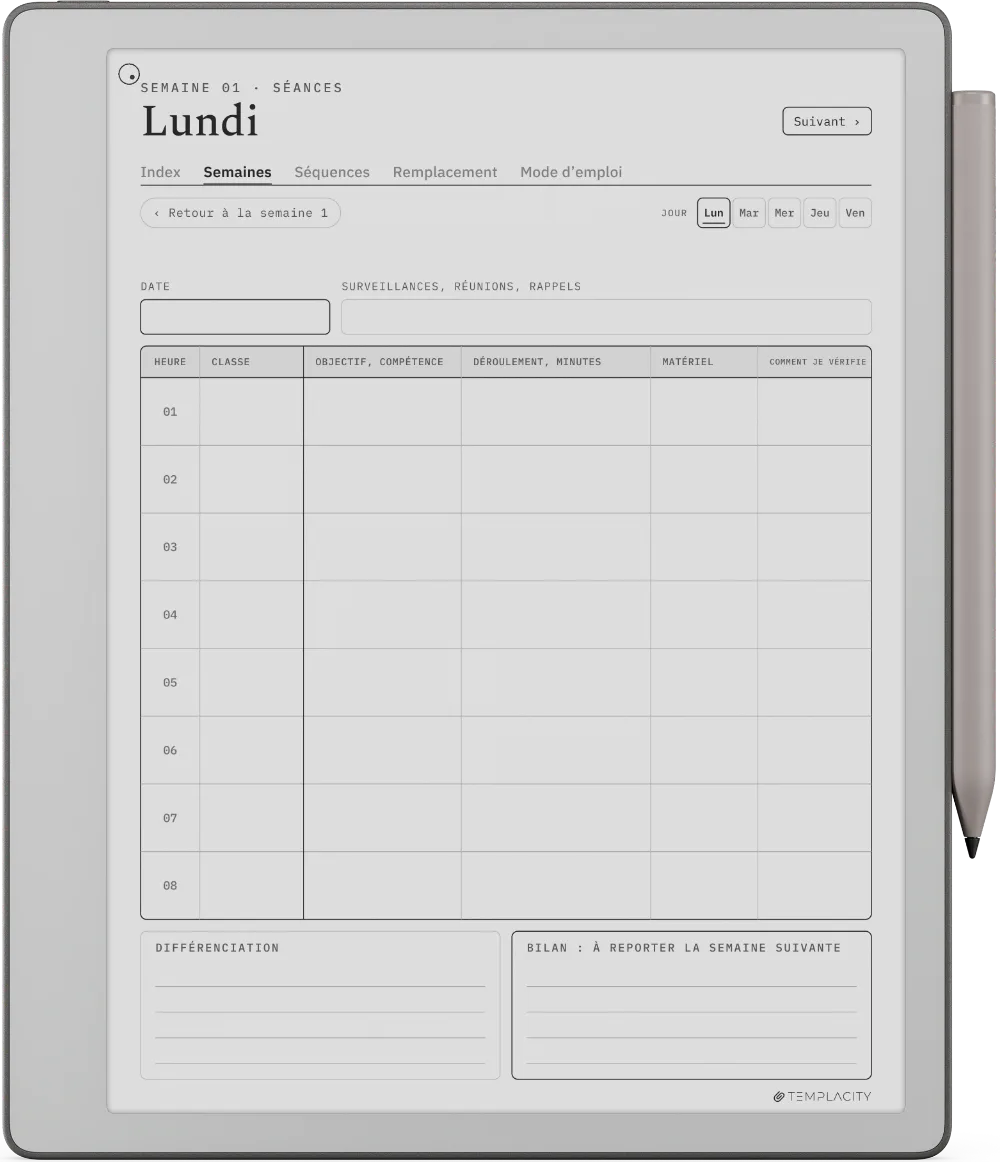 The Planner · Enseignants reMarkable Paper Pure page 3
