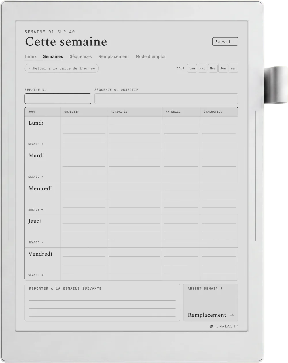Le Planner sur la Supernote Manta