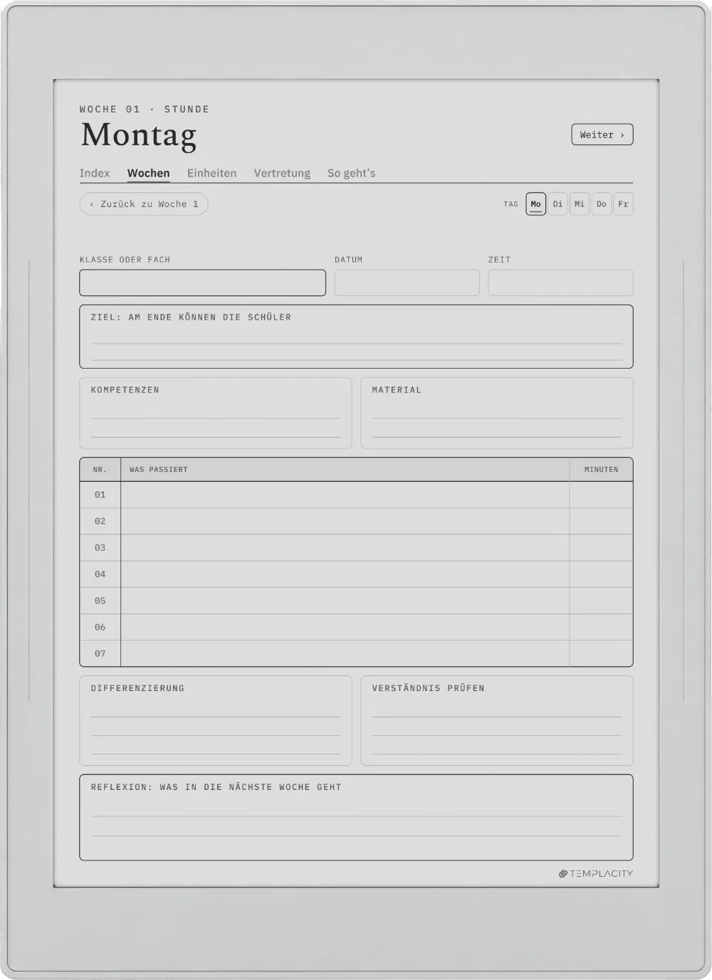 The Planner · Lehrkräfte Supernote Nomad Seite 2