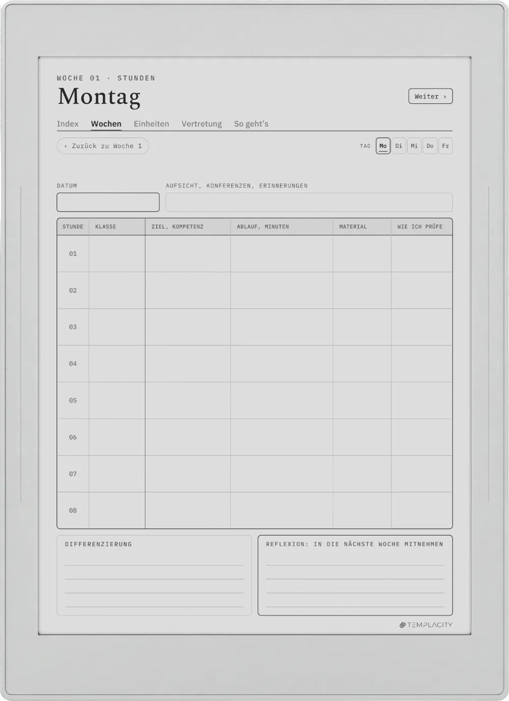 The Planner · Lehrkräfte Supernote Nomad Seite 3