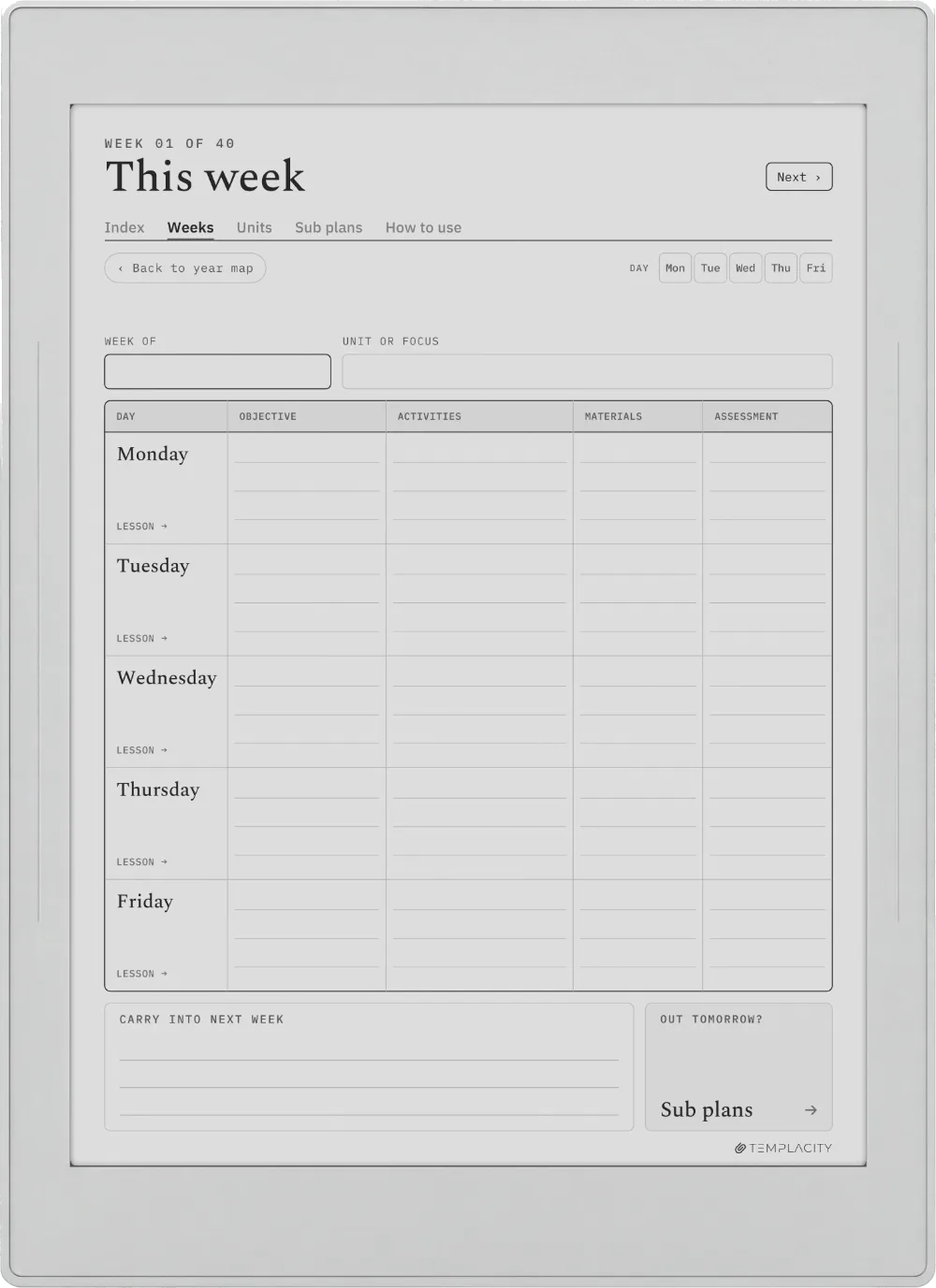 The Planner · Teachers Supernote Nomad page 1