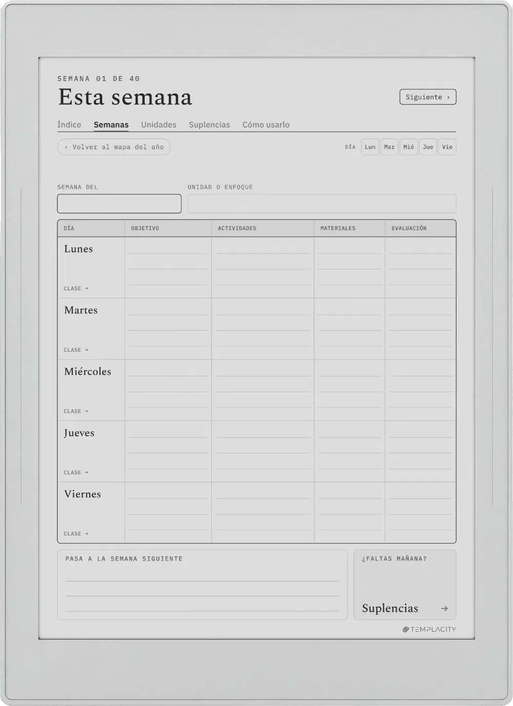 The Planner La semana
