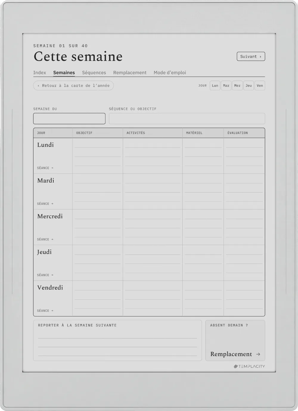 The Planner · Enseignants Supernote Nomad page 1