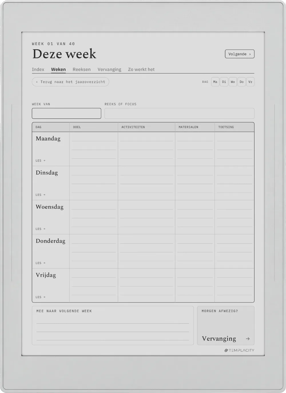 The Planner op de Supernote Nomad