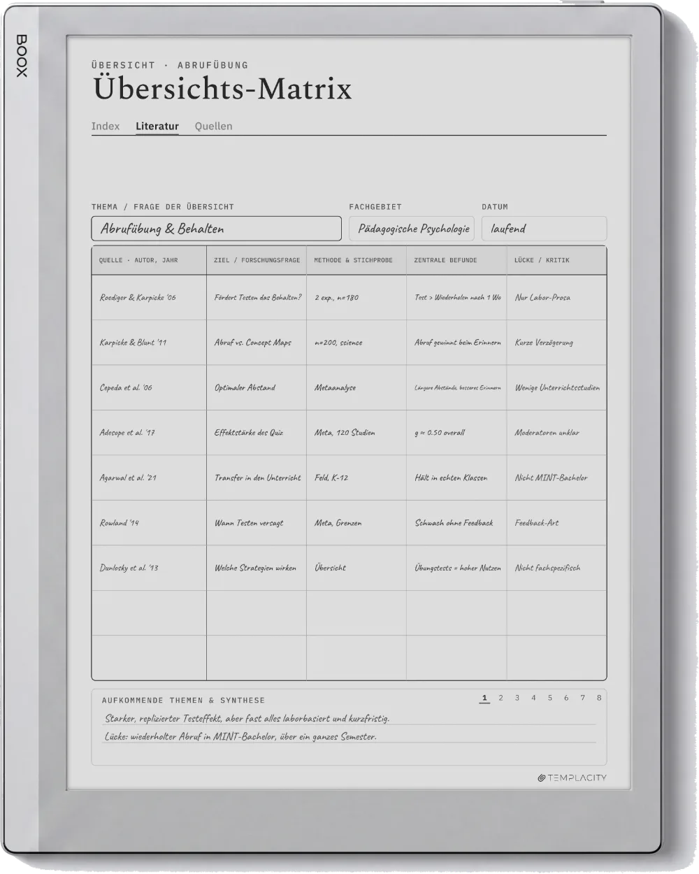 The Planner auf dem Boox Go 10.3