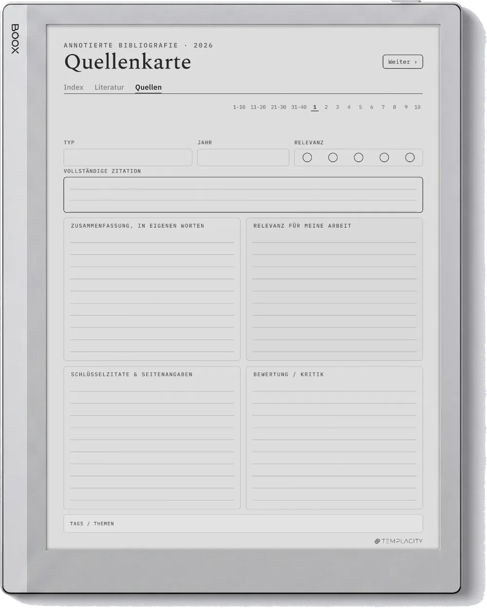 The Planner · Literaturrecherche Boox Go 10.3 Seite 2