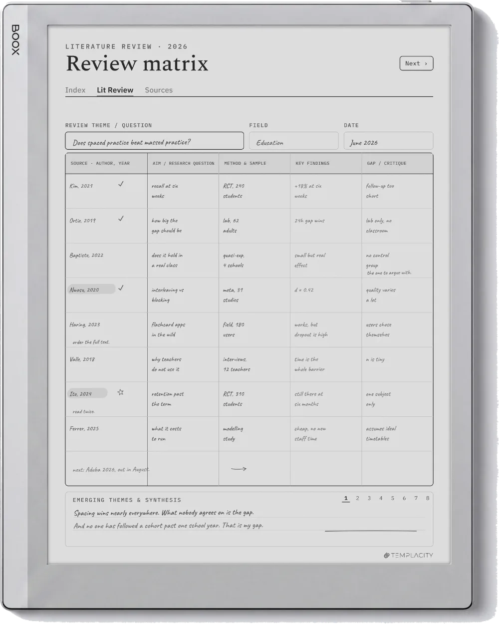 The Planner on the Boox Go 10.3