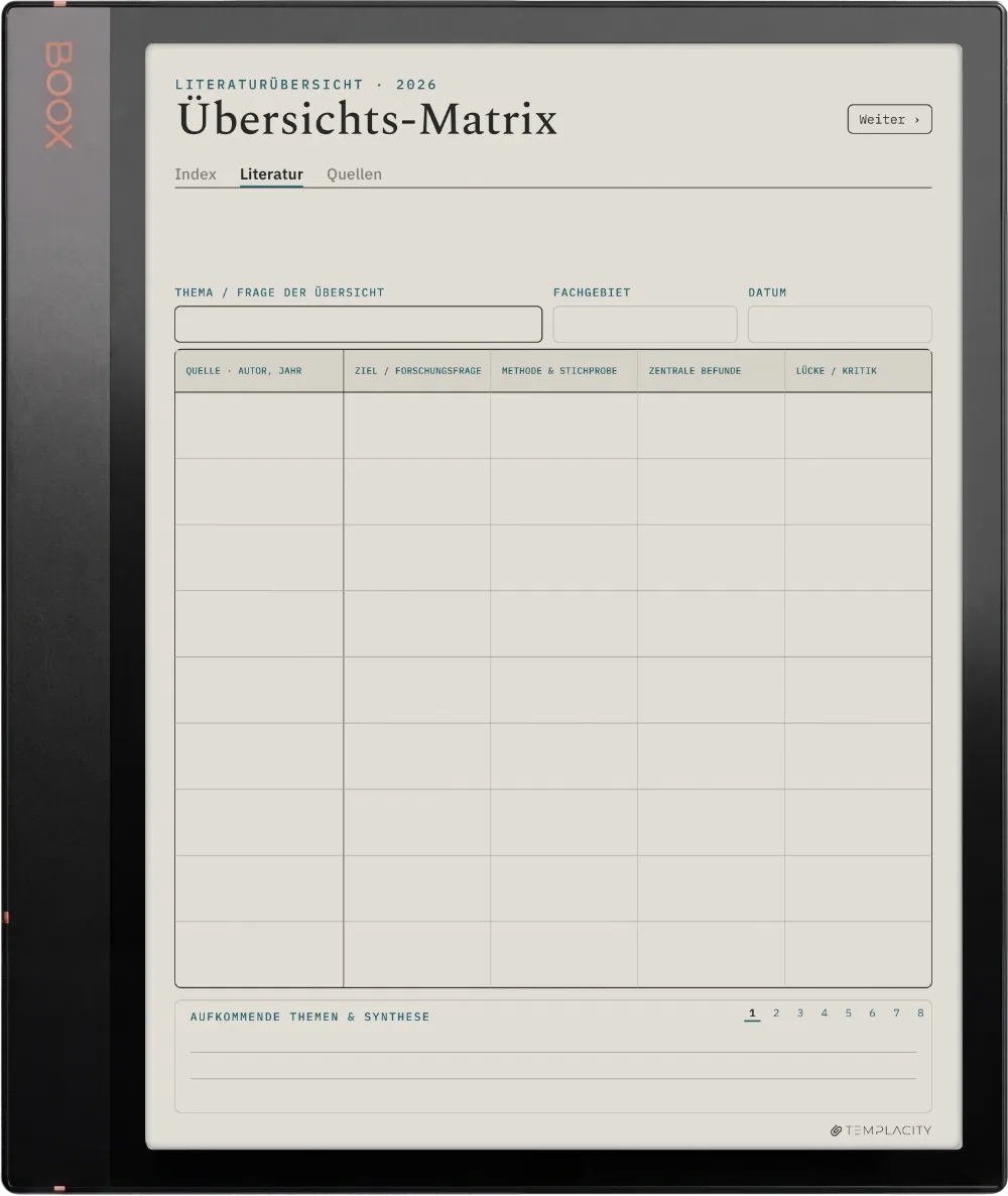 Der Planer: Die Synthesematrix