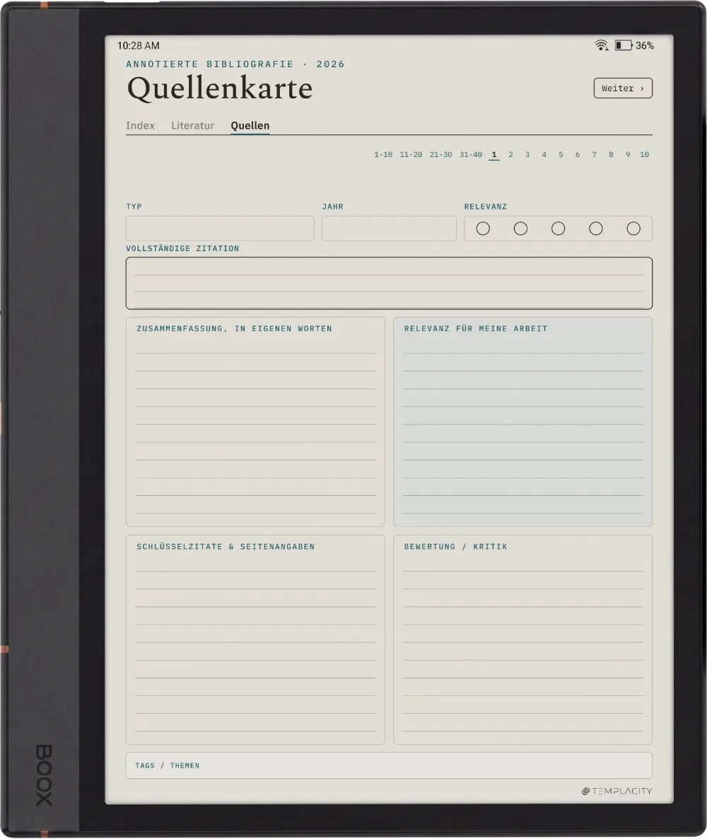 The Planner · Literaturrecherche Boox Note Air4 C Seite 2