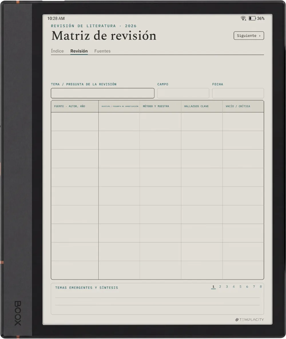 The Planner La matriz de síntesis