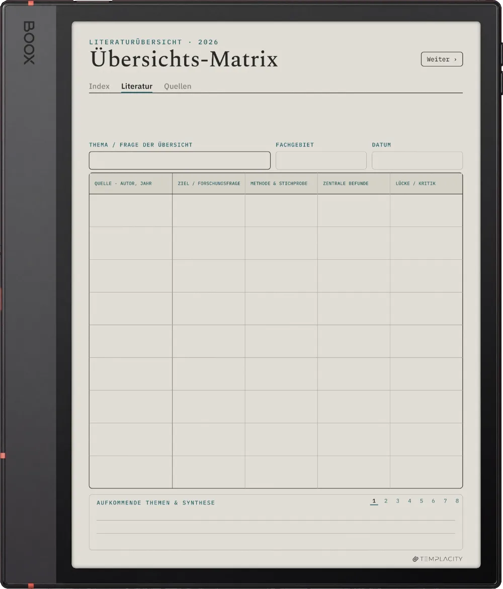 Der Planer: Die Synthesematrix