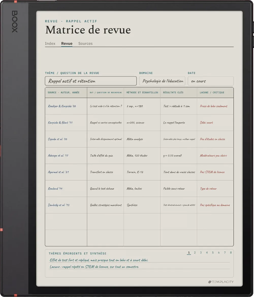 Le Planner sur la Boox Note Air5 C