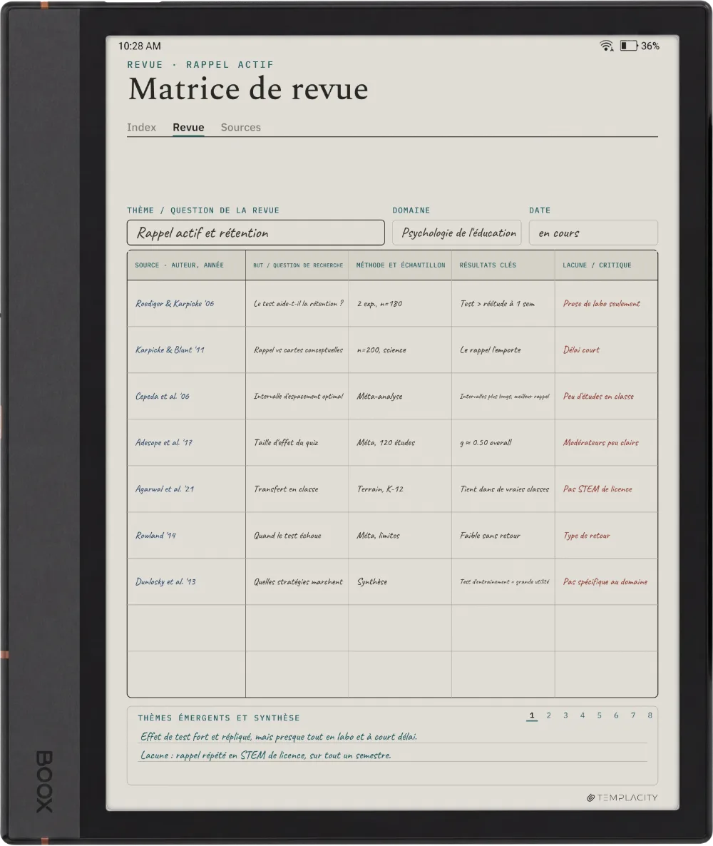 Le Planner sur la Boox Note Max