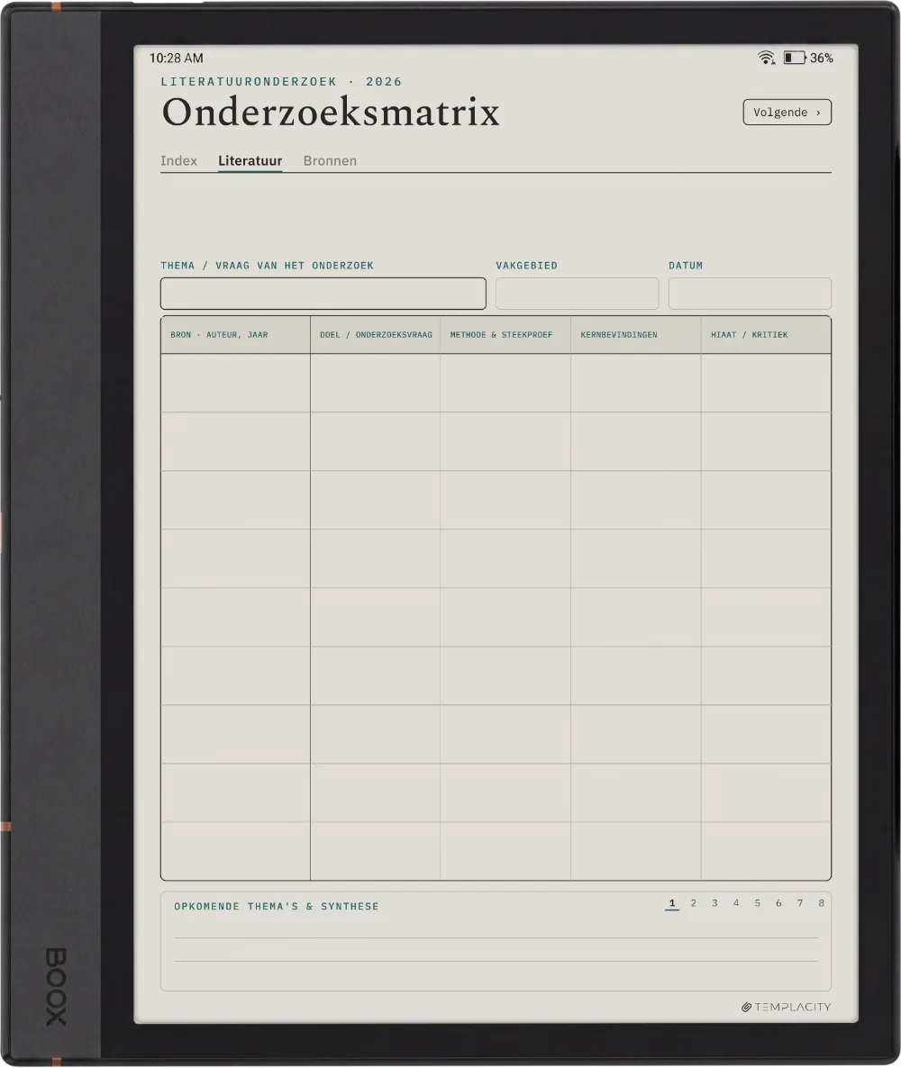 The Planner De synthesematrix