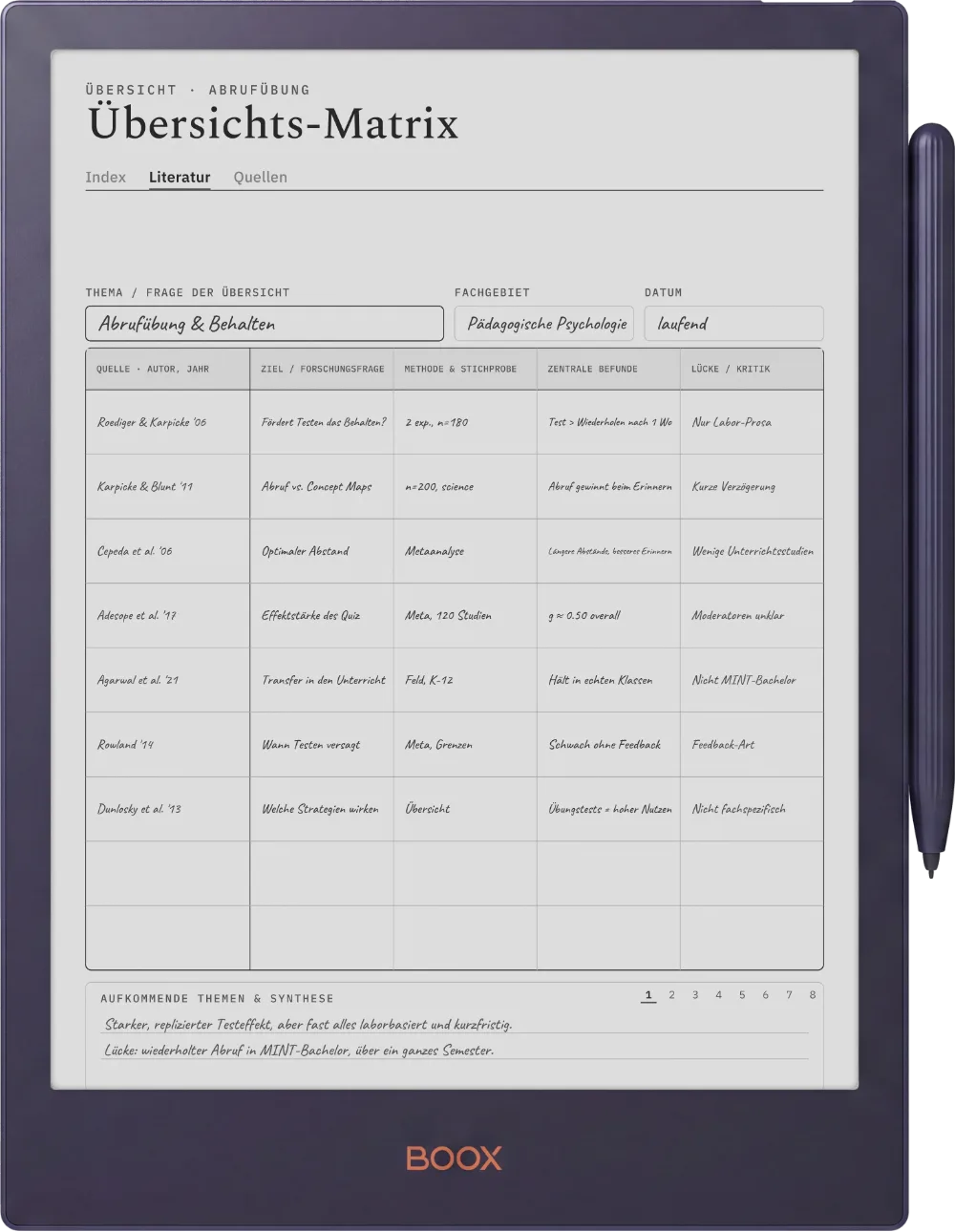The Planner auf dem Boox Note5