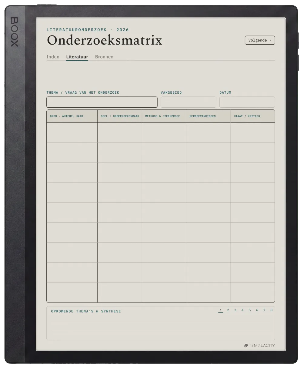 The Planner De synthesematrix