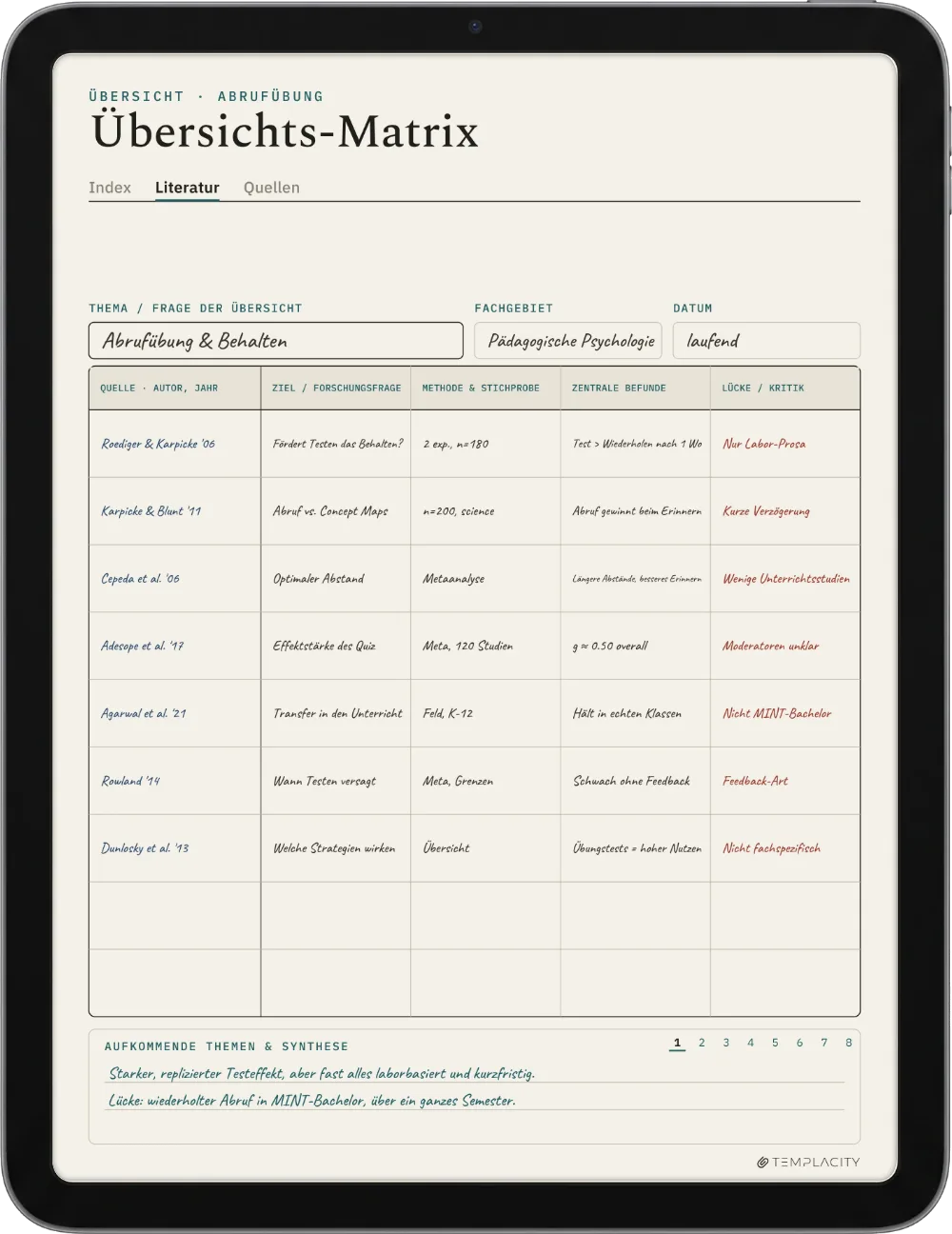 The Planner auf dem iPad