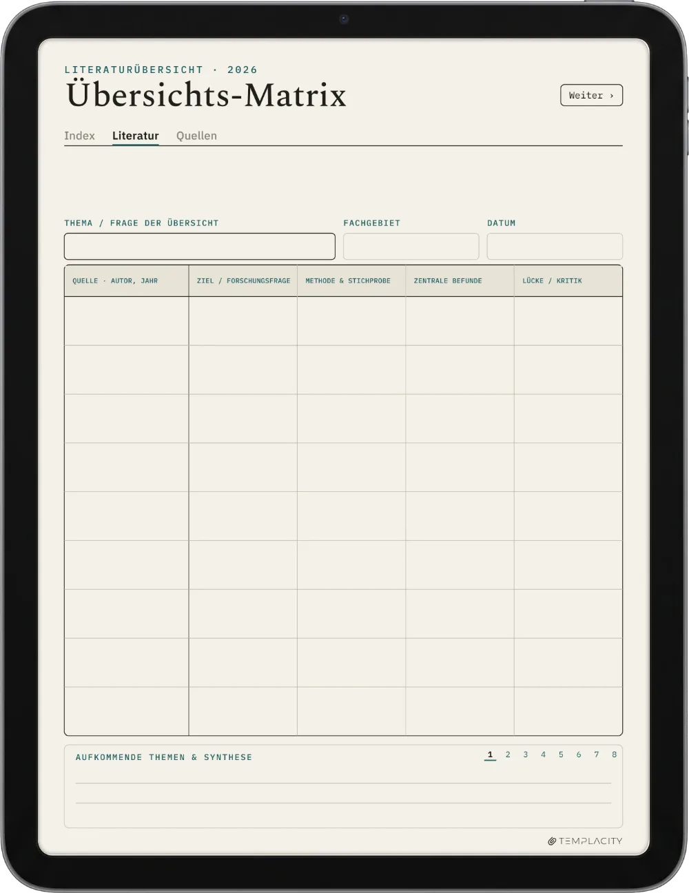 Der Planer: Die Synthesematrix