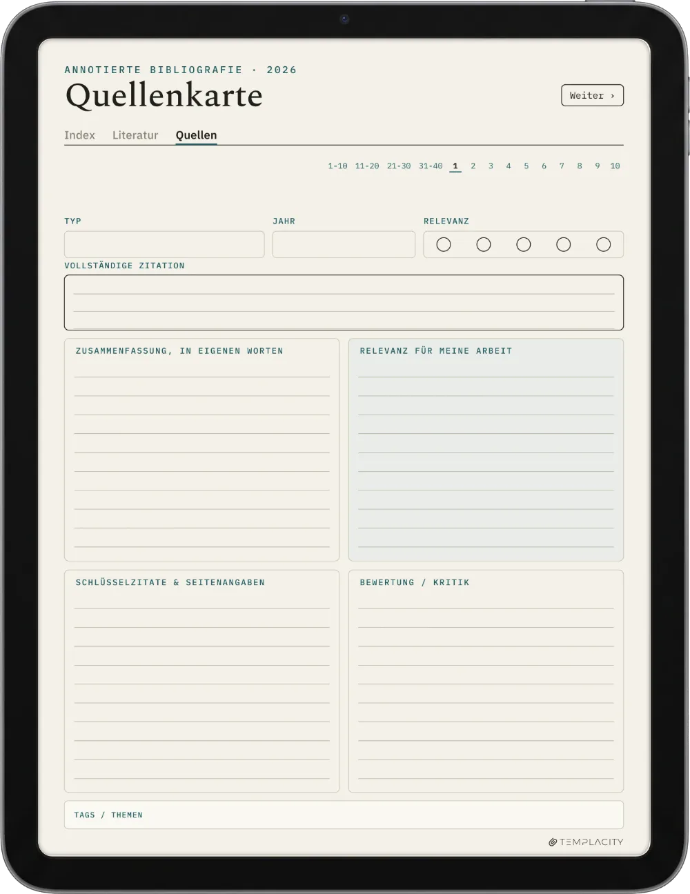 The Planner · Literaturrecherche iPad Seite 2
