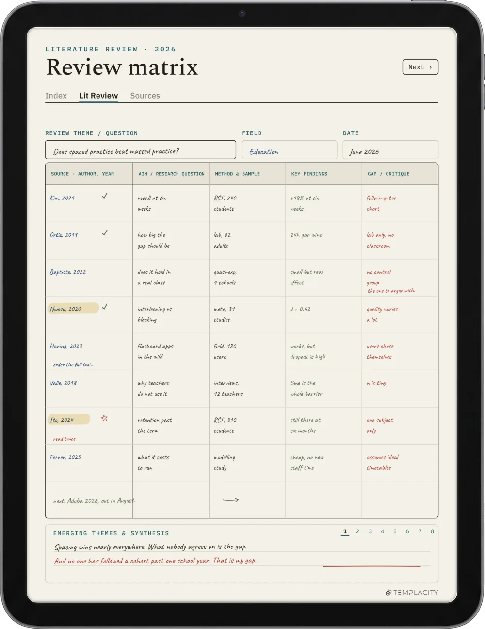 The Planner on the iPad
