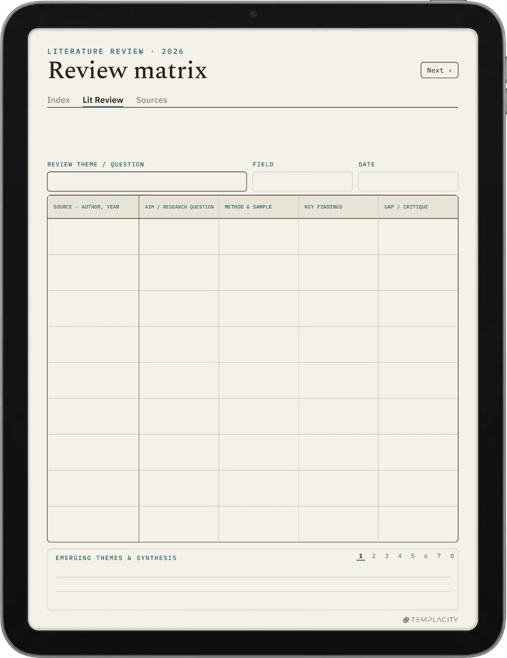 The Planner The Synthesis Matrix