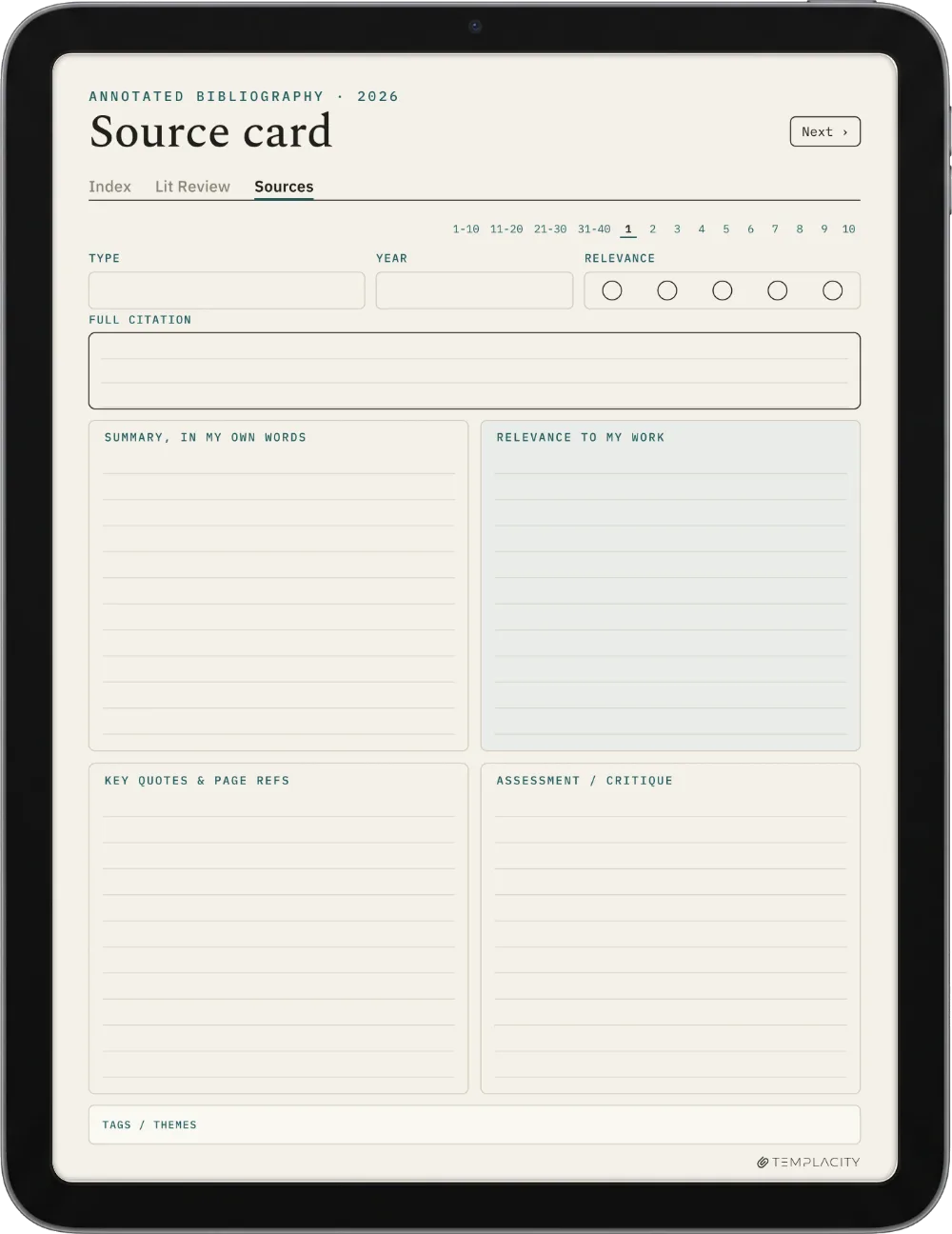 The Planner · Literature Review iPad page 2