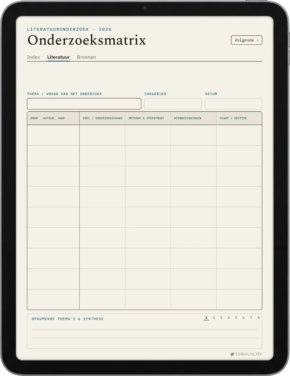 The Planner De synthesematrix
