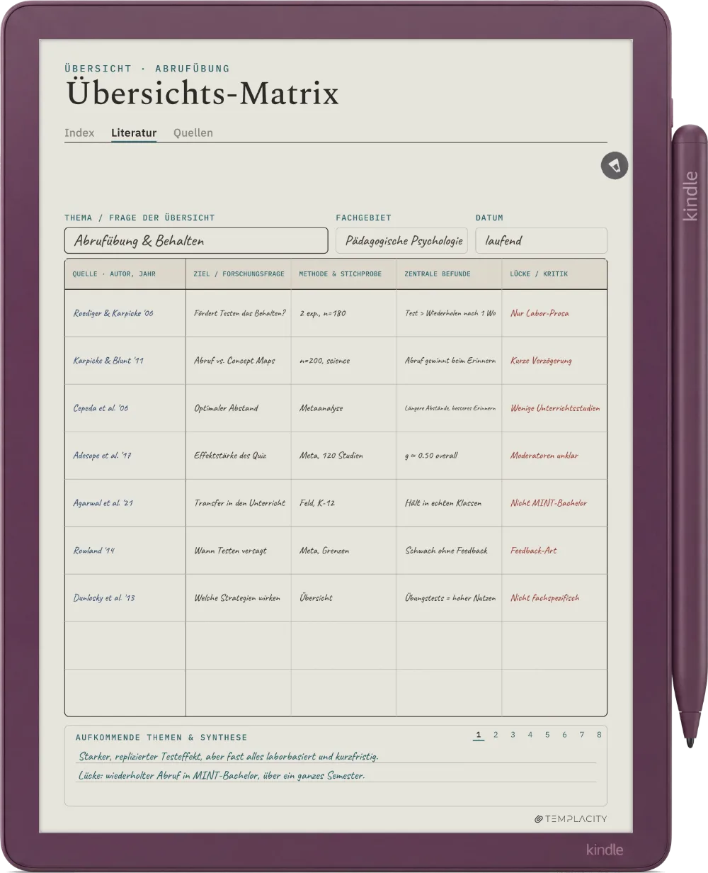 The Planner auf dem Kindle Scribe Colorsoft