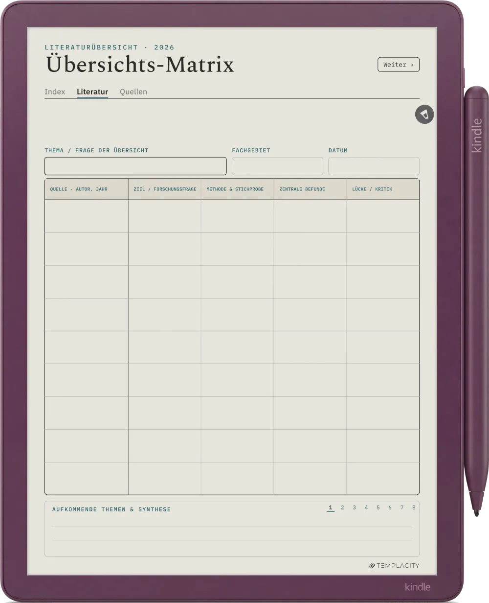 The Planner · Literaturrecherche Kindle Scribe Colorsoft Seite 1