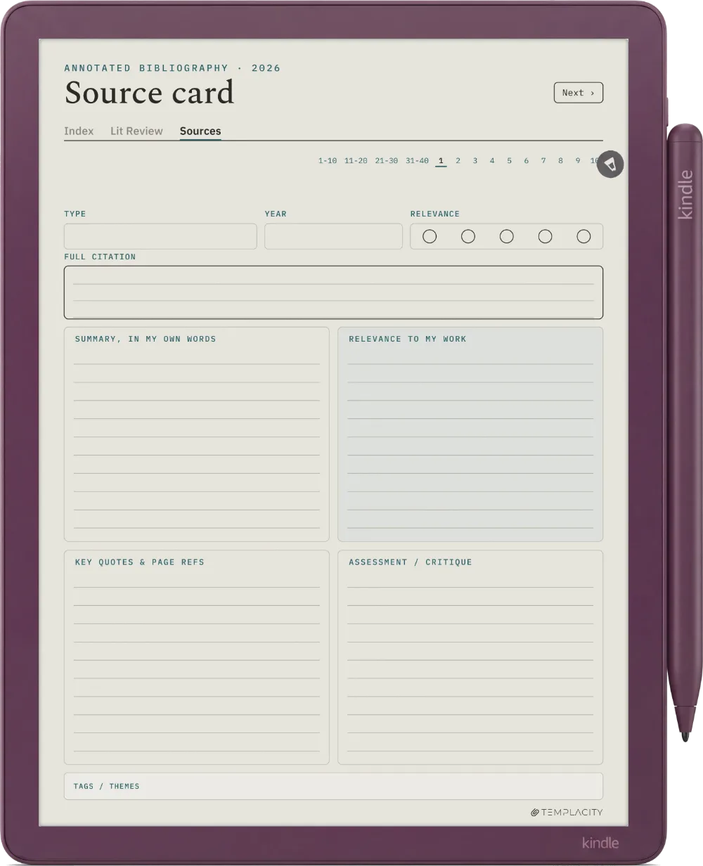 The Planner · Literature Review Kindle Scribe Colorsoft page 2