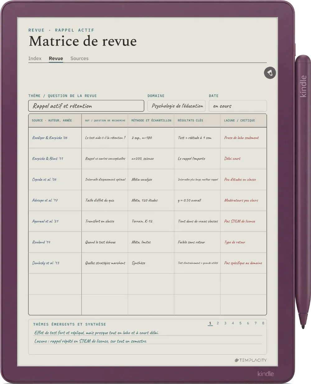 Le Planner sur la Kindle Scribe Colorsoft