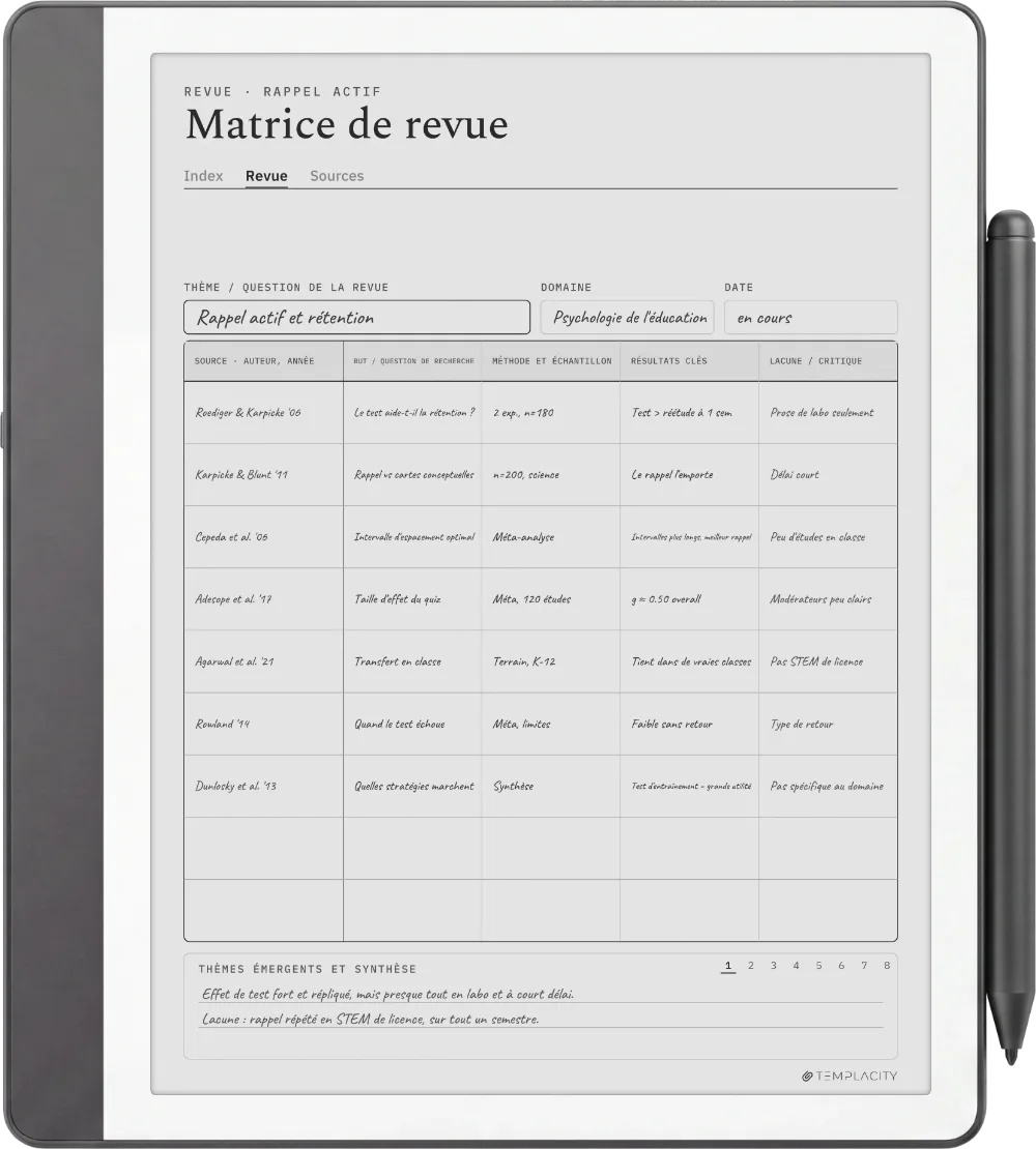 Le Planner sur la Kindle Scribe