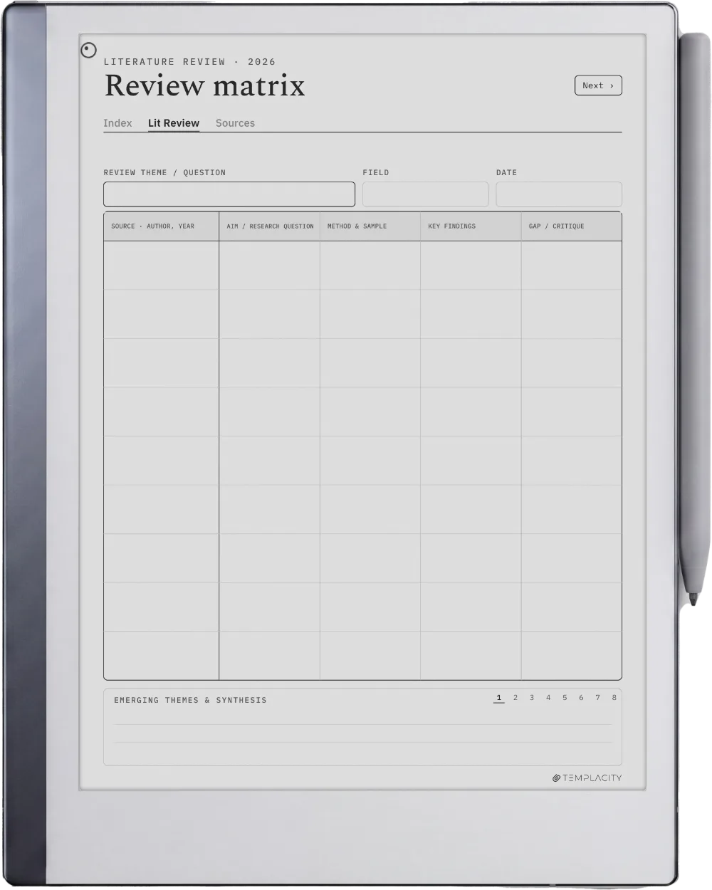 The Planner · Literature Review reMarkable 2 page 1